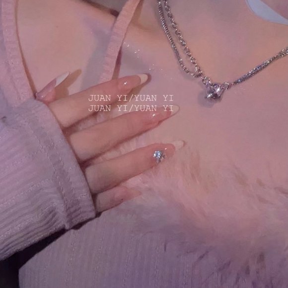 Double stacked square pink zircon necklace - Picture 2 of 13